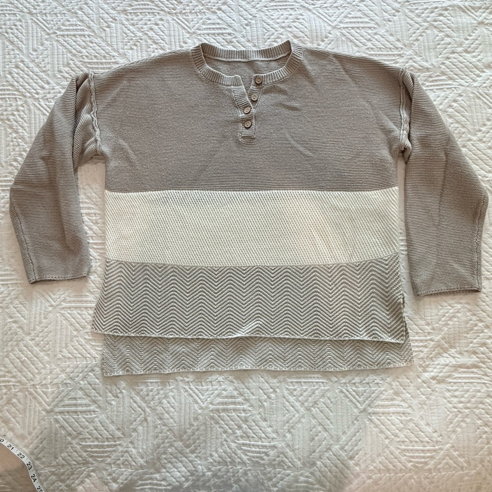 Women’s Neutral-Tone Layered Knit Sweater